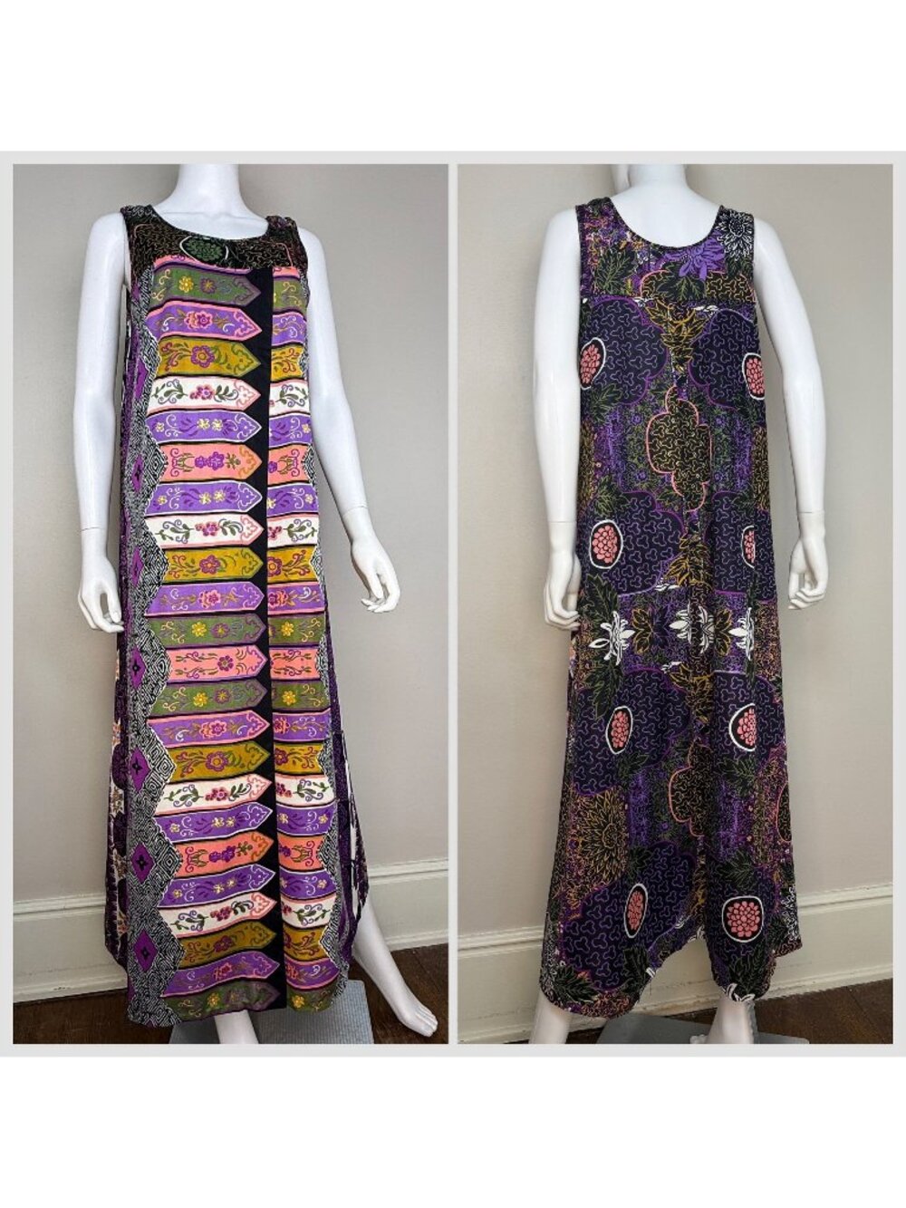 Vintage 1960s Psychedelic Print Loungewear Dress, Hollywood Vassarette, Medium